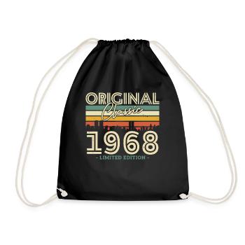 Vintage 1968 Birthday Gift - Drawstring Bag - black - Front