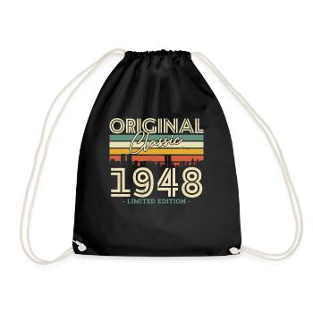 Vintage 1948 Birthday Gift - Drawstring Bag - black - Front