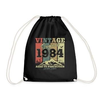 Original 1984 Vintage Birthday Retro - Drawstring Bag - black - Front