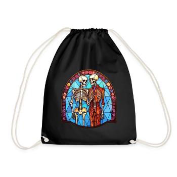 Halloween Stained Glass Stained Glass - Drawstring Bag - black - Front