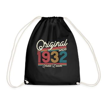 Vintage 1932 Geburtstagsgeschenk - Turnbeutel - Schwarz - Vorne