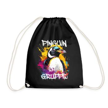 Graffiti Pinguingruppe Kindergarten Gruppentier - Turnbeutel - Schwarz - Vorne