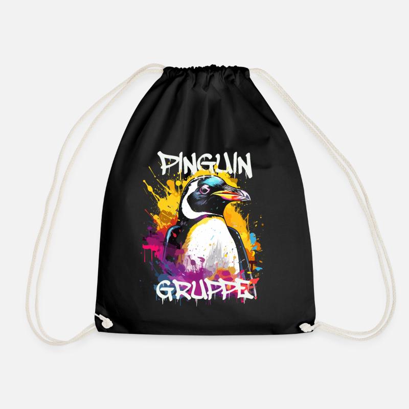 Graffiti Pinguingruppe Kindergarten Gruppentier - Turnbeutel - Schwarz