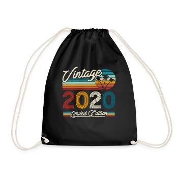Cadeau d’anniversaire vintage 2020, 3-4 ans - Sac de sport léger - noir - Devant