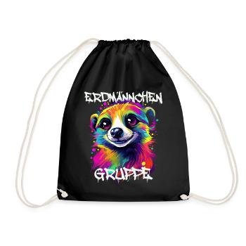Erdmännchengruppe Kindergarten Gruppentier - Turnbeutel - Schwarz - Vorne