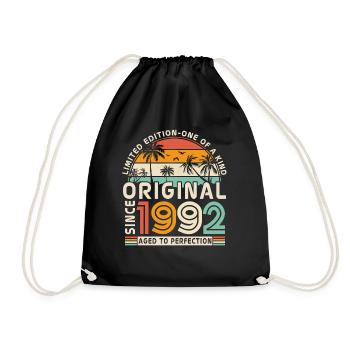 Vintage 1992 Birthday Gift - Drawstring Bag - black - Front