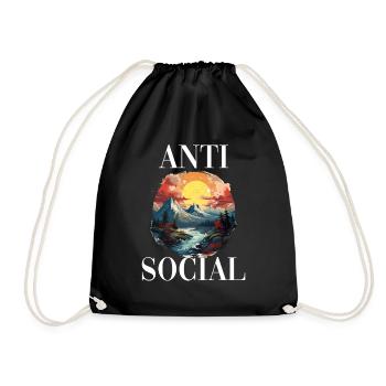Antisozial Wandern Wanderung für eine Wanderer - Turnbeutel - Schwarz - Vorne