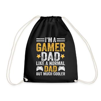 Dad Gamer Gaming Father Father's Day - Drawstring Bag - black - Front