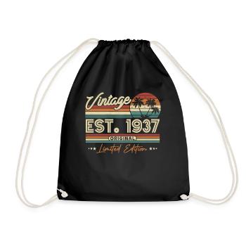 1937 Birthday present - Drawstring Bag - black - Front