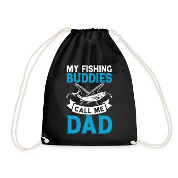 Fishing Daddy Father Son Daughter - Drawstring Bag - black - Front