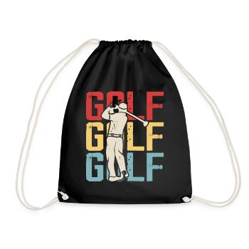 Golf Golfer - Turnbeutel - Schwarz - Vorne