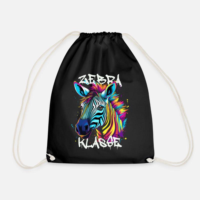 Graffiti Zebraklasse Grundschule Klassentier Zebra - Turnbeutel - Schwarz