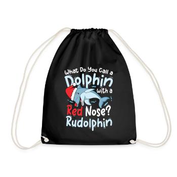 Dolphin With A Rd Nose Rudolphin - Turnbeutel - Schwarz - Vorne