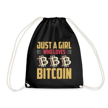 Bitcoin Krypto Kryptowährung - Turnbeutel - Schwarz - Vorne