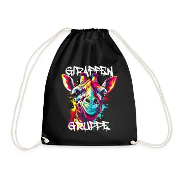 Graffiti Giraffengruppe Kindergarten Gruppentier - Turnbeutel - Schwarz - Vorne