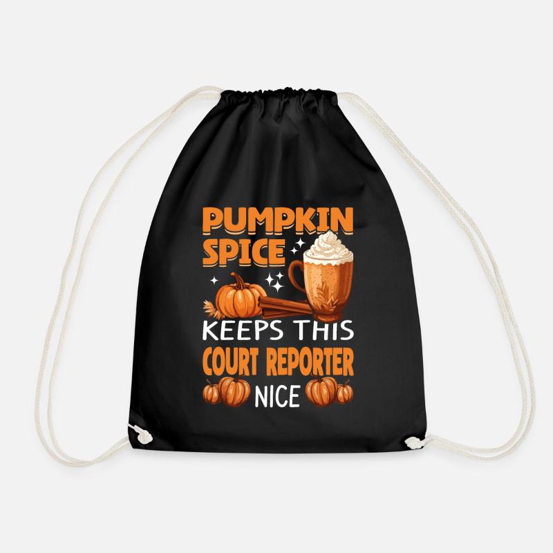 Cool Pumpkin Spice Keeps This court Reporter Nice - Drawstring Bag - black