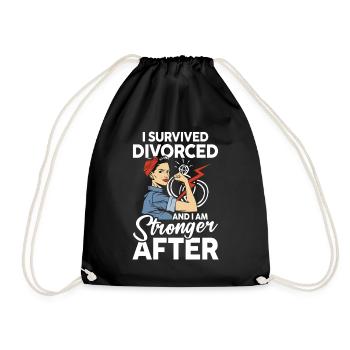 I Survived Divorced And I Am Stronger After - Turnbeutel - Schwarz - Vorne