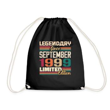 September 1999 Anniversary 1999 September Gift - Drawstring Bag - black - Front