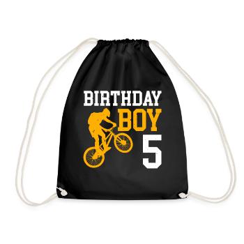5. Geburtstag Fahrrad Kinder - Turnbeutel - Schwarz - Vorne