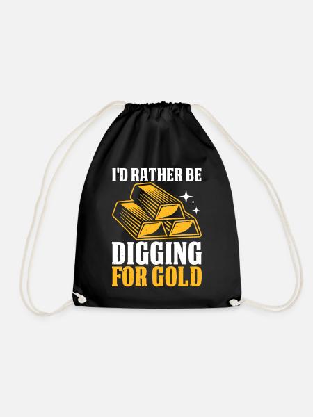 gold panning gold panner gold prospector gold prospector - Drawstring Bag - black