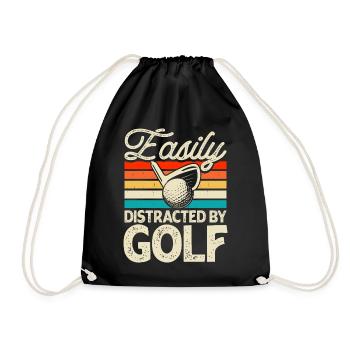 Golf Golfer - Turnbeutel - Schwarz - Vorne