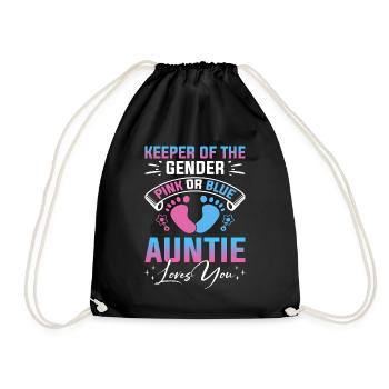 Baby Shower Gender Aunt Keeper Of The Gender - Drawstring Bag - black - Front