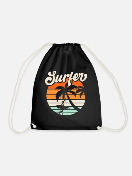 Surfen Surfer - Turnbeutel - Schwarz