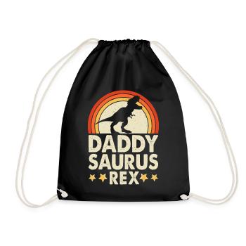 Daddy Saurus Rex Daddy Father Father's Day - Drawstring Bag - black - Front