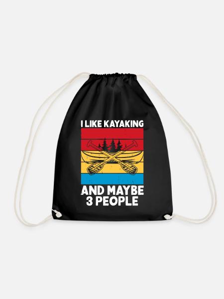 Kayak Kayaker Kayaker - Drawstring Bag - black
