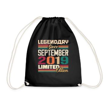 September 2019 Anniversary 2019 September Gift - Drawstring Bag - black - Front