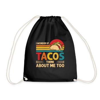 Taco Takeaway Funny Retro Nacho Burrito Gift - Drawstring Bag - black - Front