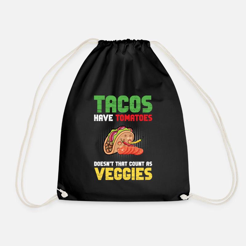 Tacos Tomaten Zählt Vegetarisch Nachos Burritos - Turnbeutel - Schwarz