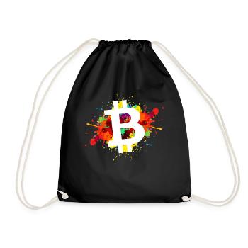Bitcoin Krypto Kryptowährung - Turnbeutel - Schwarz - Vorne