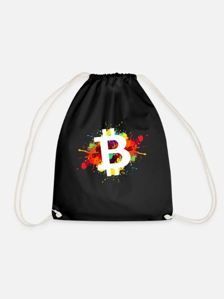 Bitcoin Krypto Kryptowährung - Turnbeutel - Schwarz