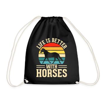 Horses - Drawstring Bag - black - Front