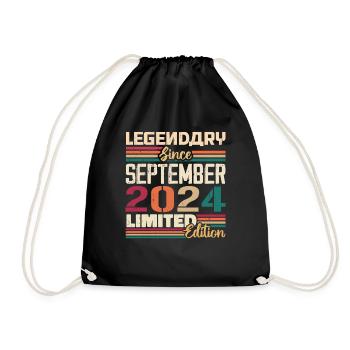 September 2024 Anniversary 2024 September Gift - Drawstring Bag - black - Front