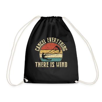 Kitesurf Kitesurfer Kiteboard Kitesurfing - Drawstring Bag - black - Front