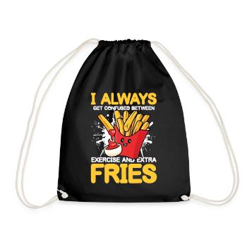 Exercise And Extra Fries Calisthenics - Turnbeutel - Schwarz - Vorne