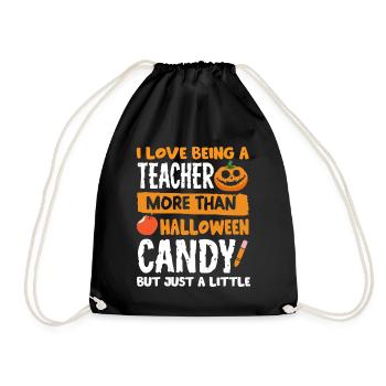 Teacher Halloween Candy School Day Disguise - Drawstring Bag - black - Front