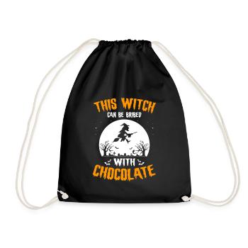 Witch Bribed With Chocolate Halloween Kostüm - Turnbeutel - Schwarz - Vorne