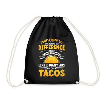 Je veux de l’ABS mais j’ai besoin de tacos cuisine mexicaine - Sac de sport léger - noir - Devant