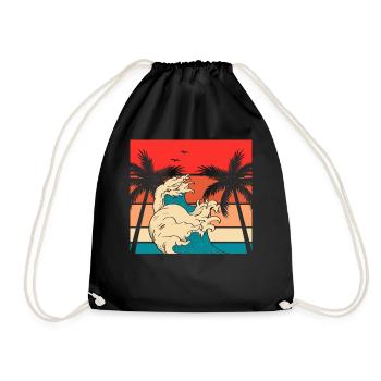 Palmen Wellen Retro Vintage - Turnbeutel - Schwarz - Vorne
