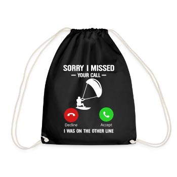Kitesurf Kitesurfer Kiteboard Kitesurfing - Drawstring Bag - black - Front