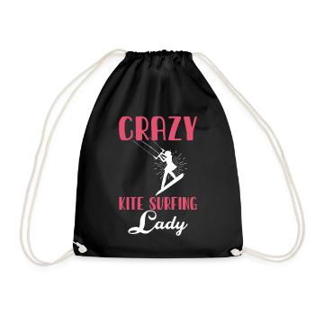 Kitesurf Kitesurfer Kiteboard Kitesurfing - Drawstring Bag - black - Front