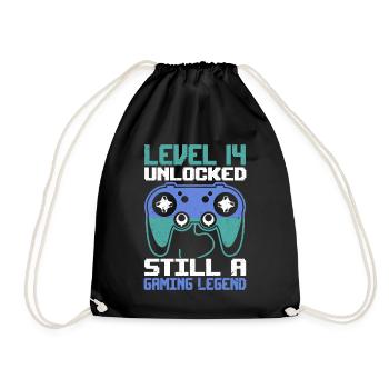 Level 14 Unlocked Still a Gaming Legend Birthday - Turnbeutel - Schwarz - Vorne