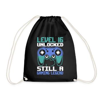 Level 16 Unlocked Still a Gaming Legend Birthday - Turnbeutel - Schwarz - Vorne