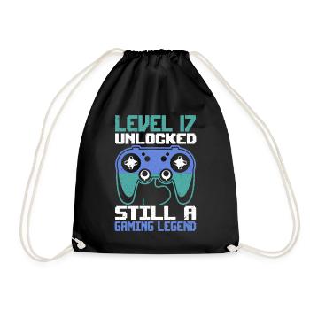 Level 17 Unlocked Still a Gaming Legend Birthday - Turnbeutel - Schwarz - Vorne