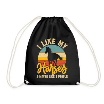 I Like My Horse And Maybe 3 People - Turnbeutel - Schwarz - Vorne