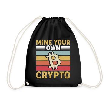 Bitcoin Krypto Kryptowährung - Turnbeutel - Schwarz - Vorne
