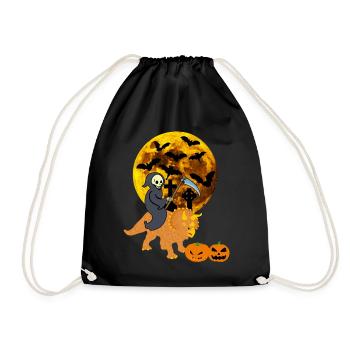 Halloween Dinosaur Grim Reaper Bat Pumpkin - Drawstring Bag - black - Front